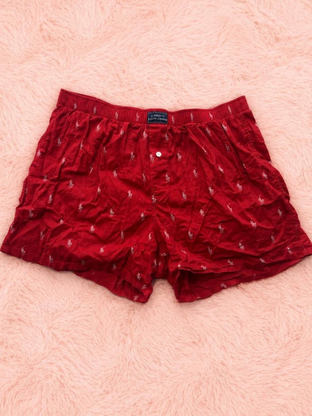 Men's Red Boxer-Style Shorts